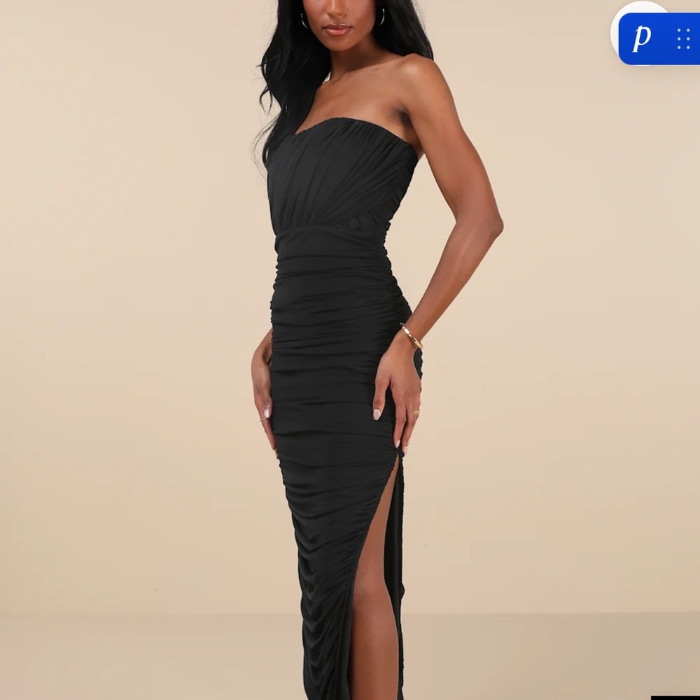 Lulu's Elegant Black Strapless Dress